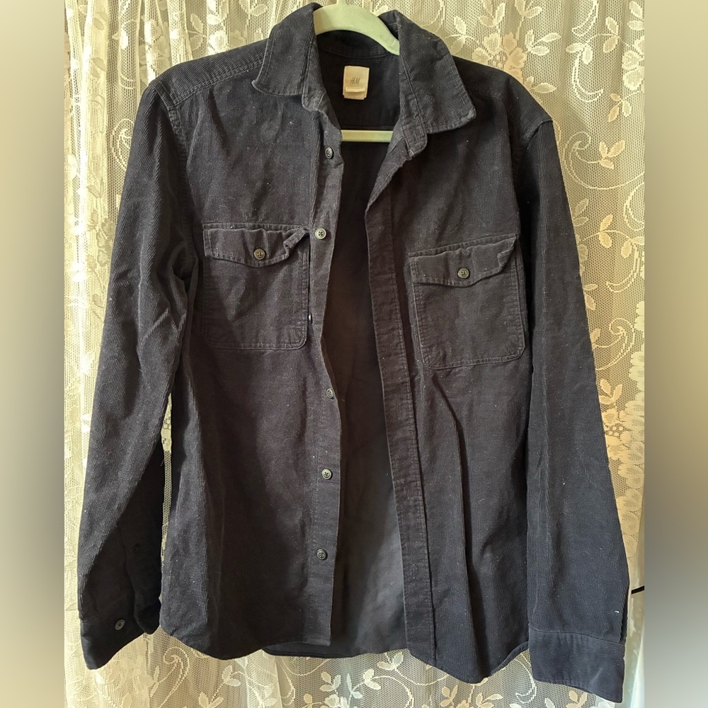 H&M Men's Dark Gray Corduroy Shirt Jacket size small